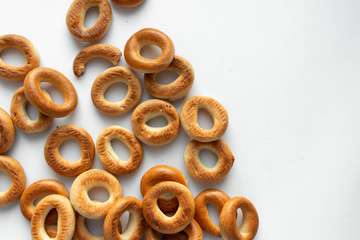 Pile of crispy cracknels isolated on white background