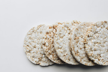 Crispbreads on white backround, healthy food