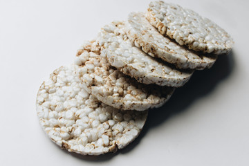 Crispbreads on white backround, healthy food