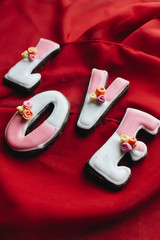 Letters cookies with glaze, LOVE lettering of cookies