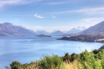 Naklejka na ściany i meble Beautiful mountain and sea view New Zealand