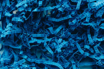 Macro photo of blue paper decor material