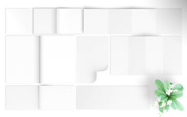 print blank elements mockup top view white background