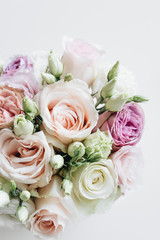 Beautiful spring bouquet with pink and white tender flowers