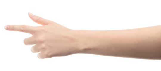 hand of young girl on white background