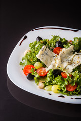 Salad provence. Mix lettuce tomato grape olive and blue cheese