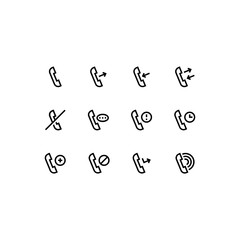 Set of call, call notification, calling history, calling outline style icon - vector