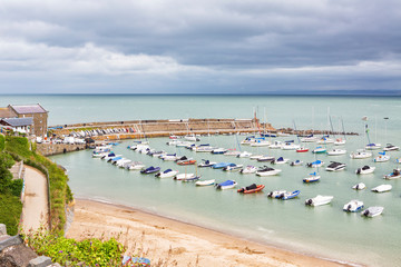 View of New Quay harbour, Wales UK