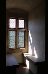 window, czech, old, room, wall, interior, house, light, architecture, building, dark, glass, view, empty, castle, indoor, white, windows, arch