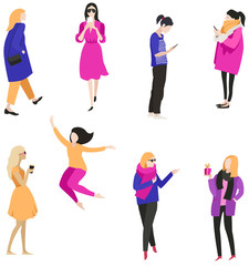 Vector illustration People Women Trendy style and colors Isolated objects