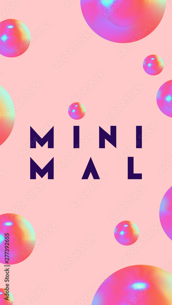 Poster abstract geometric background with ball and spheres. minimal trendy poster and banner. realistic met