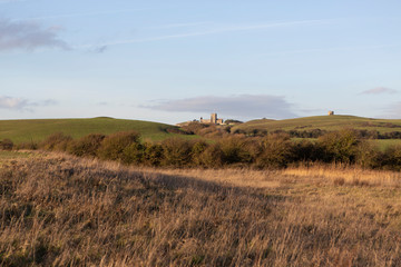 Obraz premium Evening view across fields near Weston Super Mare,Somerset,UK