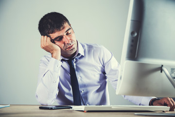 sleeping man in office