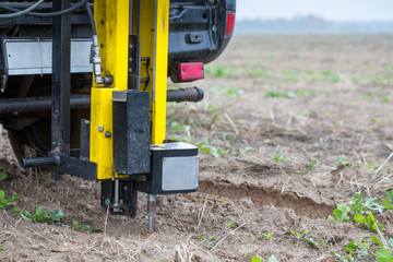 Soil Sampling. Automated probe for soil samples taking sample with soil probe sampler....
