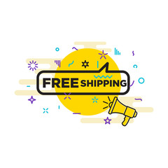 Free shipping Label sign speech bubble. Loudspeaker. Banner for business, marketing and advertisin