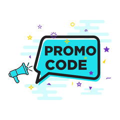 Promo code, coupon code sign speech bubble. Loudspeaker. Banner for business, marketing and advertisin