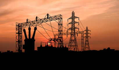 Electricity Substation at sunset - 277396270