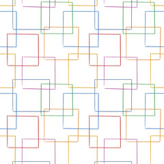 Vector abstract geometric grid square seamless pattern. Hand drawn colorful light 70s design ideal for wallpaper, stationery and wrapping.