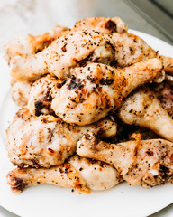 Delicious Seasoned Chicken Drumsticks On A White Plate, Grilled Chicken