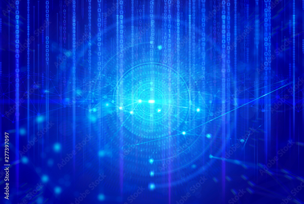 Aufkleber data deep learning robotic, molecule of chemical, atom cell science, futuristic cyber network, syste