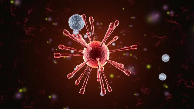 3D rendered Animation of Viruses floating in the bloodstream.