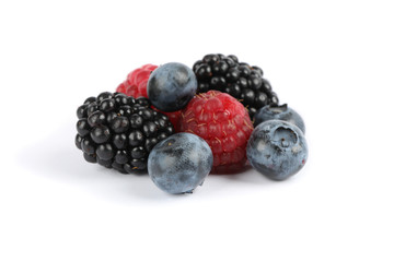 Group with berries isolated on white background