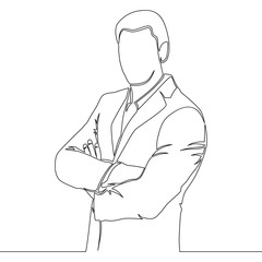 One line drawing broker standing concept