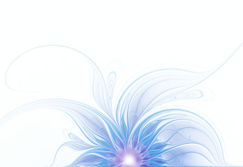 Fototapeta na wymiar Abstract fractal blue flower on a white background