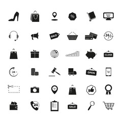 Set of Retail shop market trade icons