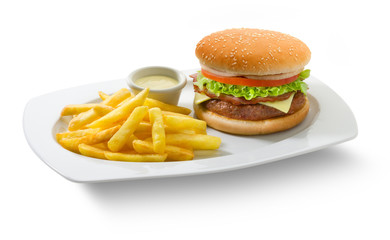 hamburguesa de buey con queso.  beef burger with cheese