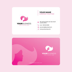 Simple and Modern Business Card Design in vector, Women Hairstyle