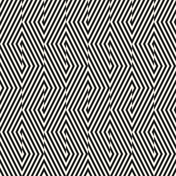 Vector geometric seamless pattern with stripes, broken lines, chevron, zigzag