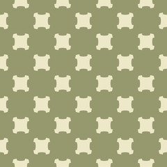 Naklejka premium Organic natural style green geometric seamless pattern with crosses, squares