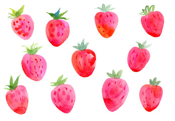 Watercolor strawberry. Hand drawn illustration