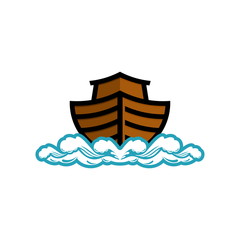 Logo of Noah's Ark. Ship to rescue animals and people from the Flood. Biblical illustration.