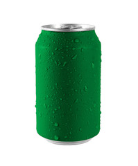 Aluminum can on a white background, Water drop on can. File contains with clipping path so easy to...