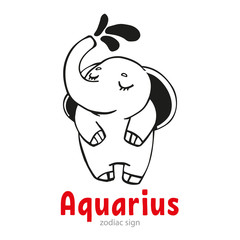 Cartoon aquarius zodiac sign. Vector illustration