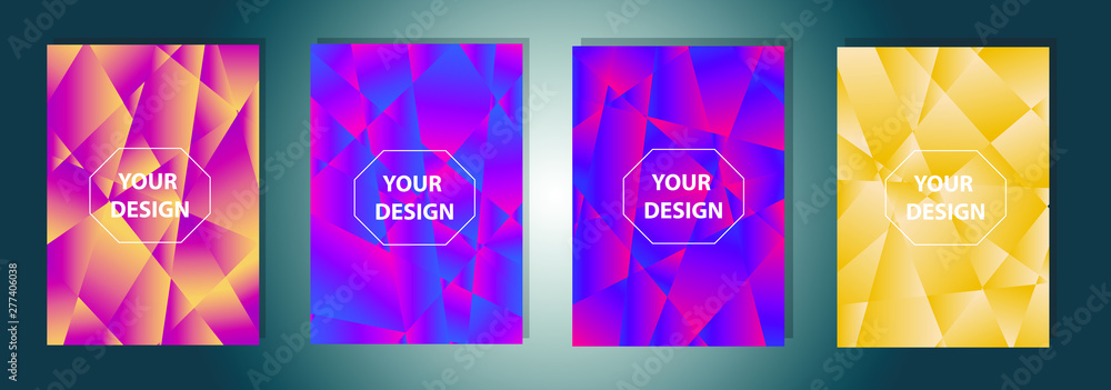 Poster set of colorful a4 polygonal vector eps 10 illustration gradient background texture. simply geometri