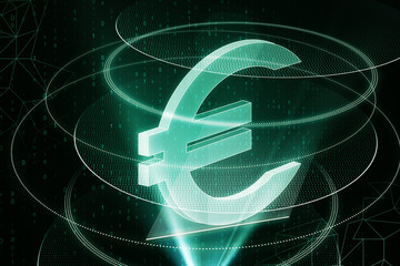 Glowing green euro sign