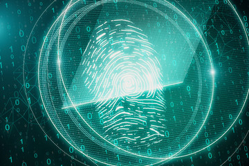 Glowing green thumb print