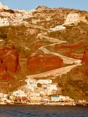 The Red Cliffs of Oia Santorini at Sunset