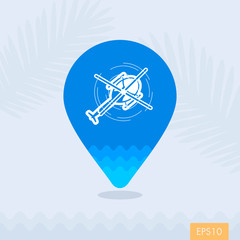 Helicopter pin map icon. Summer. Vacation