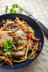 Fillet of chicken with vegetables.