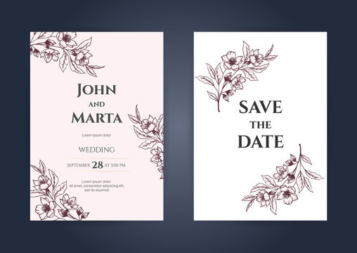 wedding invitation card template with text. Adapt to covers design, RSVP, brochure, Packaging, Magazine, Poster and Greeting cards. eps10