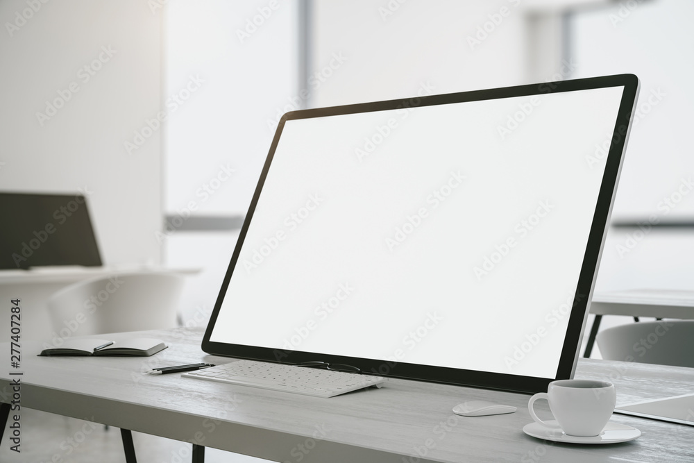 Poster modern desktop with white computer