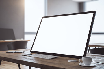 Creative desk with white computer