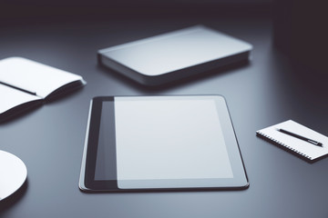 Empty tablet on office desktop