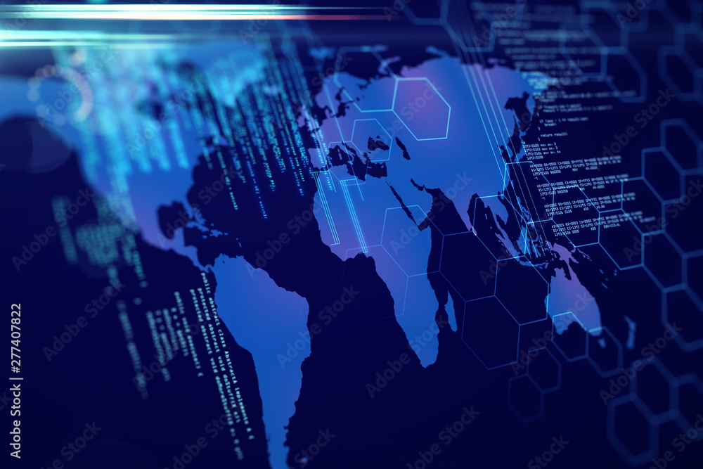 Aufkleber Global network and programming concept