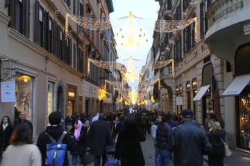 Obraz premium via Condotti Roma a Natale