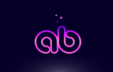 ab a b pink blue alphabet letter combination logo icon design